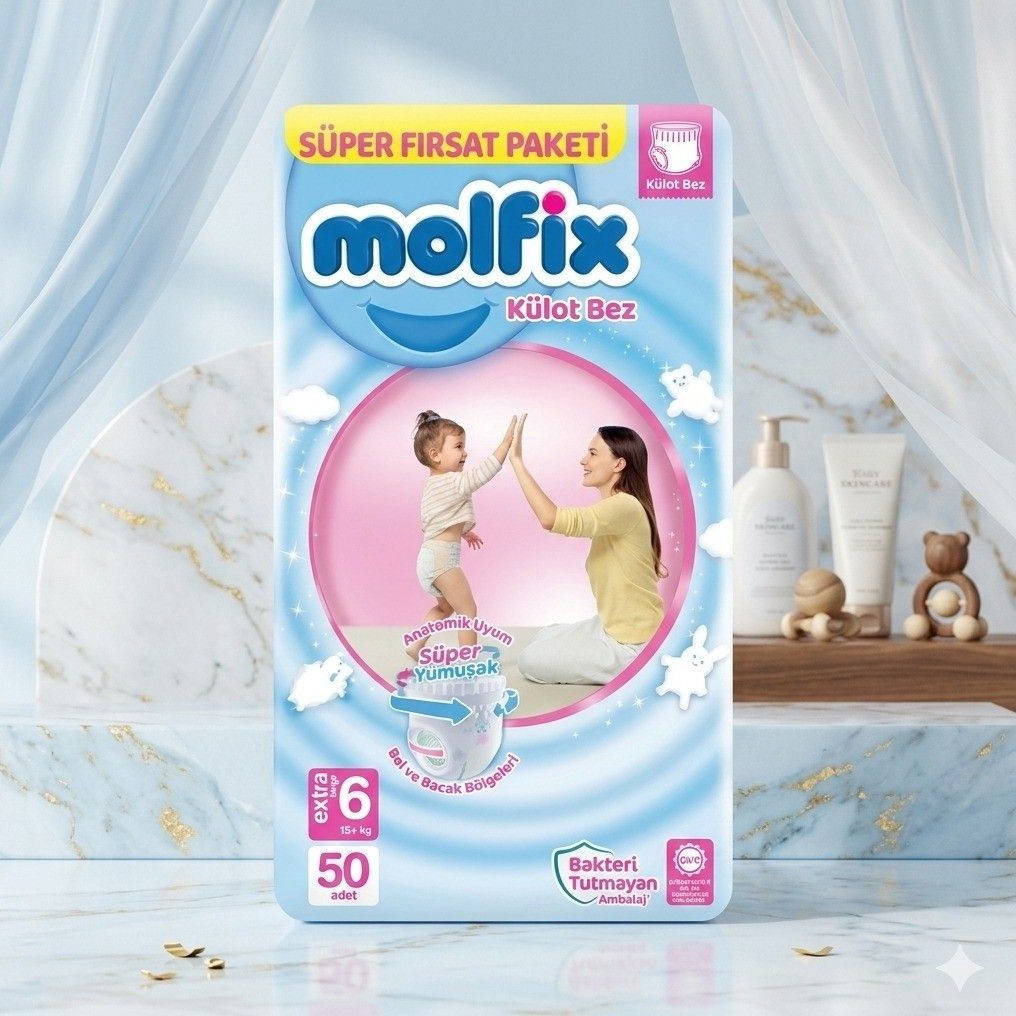Molfix Baby Diaper Pants XL Size 6 (15+ kg) – Pack of 50
